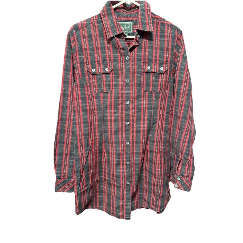 Woolrich Womens Red Black Plaid Cotton Button Down Shirt Size M 2148 ONX